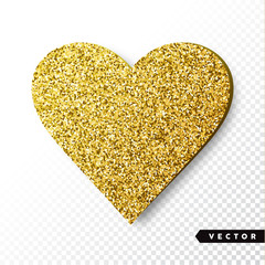 Vector gold sparkles heart. Valentines Day Vector Sparkles and Glitters. Holiday Design.