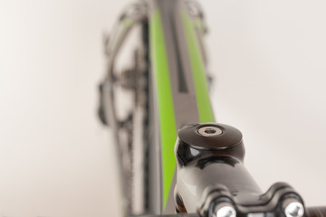 Allen screw on handlebars on mountain bike, close up view