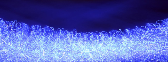 beautiful banner with a bright border of blue neon lights