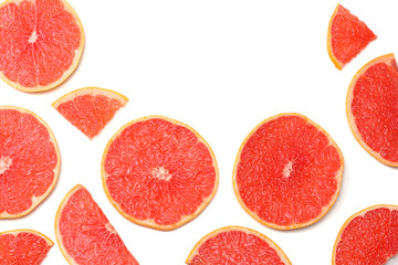 healthy food. sliced grapefruit isolated on white background top view
