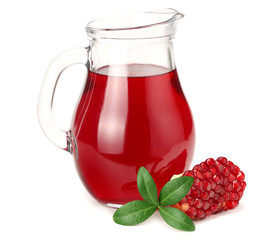 Pomegranate juice with pomegranate isolated on a white background