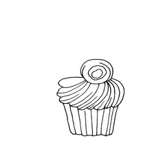 Cupcake dessert with creamy top. Vector illustration on white