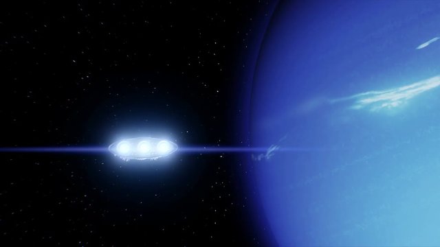 Spaceship flies past Neptune