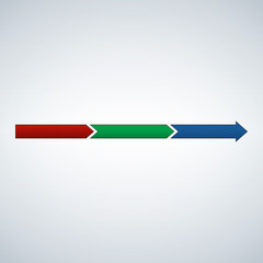 Three section colored linear arrow. Template infographics.