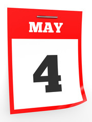 May 4. Calendar on white background.