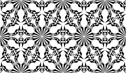 Kaleidoscope  pattern vector.  Psychedelic design element for wallpaper, scrapbooking, fabric. Monochrome fantastic background.