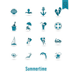 Summer and Beach Simple Flat Icons