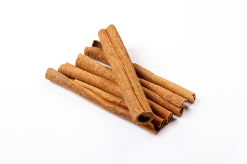 Cinnamon sticks isolated on white background