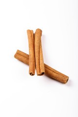 Cinnamon sticks isolated on white background