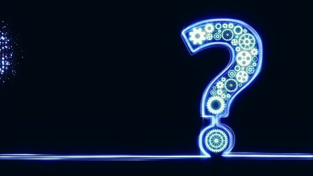 Question mark from gears with streaks