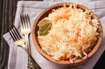 Sauercraut- cut, fermented cabbage, german style cuisine.