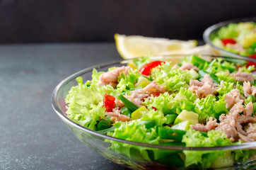 Fresh tuna salad, hight angle view