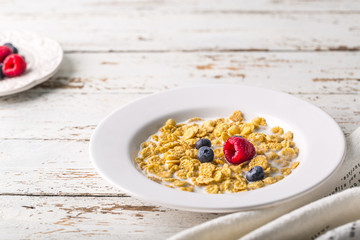 cereals with milk orange juice berries morning clock