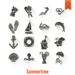 Summer and Beach Simple Flat Icons