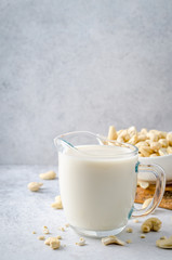 Cashew milk in a milk pitcher