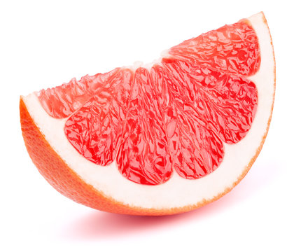 Grapefruit slice isolated on the white background with clipping path