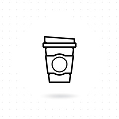 Disposable coffee cup icon. Take away coffee cup icon. Coffee cup icon vector illustration. Coffee to go icon on white background. Coffee cup icon in flat line style