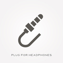 Silhouette icon plug for headphones