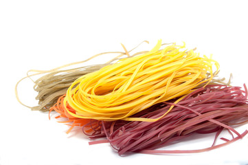 Colorful pasta isolated on the white