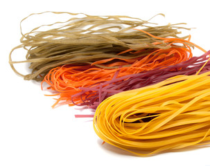 Colorful pasta isolated on the white