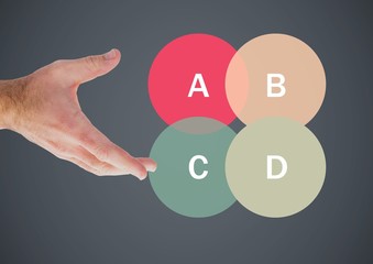 Hand open with colorful chart statistics circles