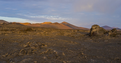 Volcanic landscape in Lanzarote, Canary islands, Spain 