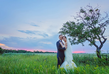 young bride and groom