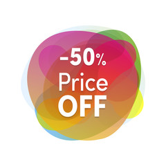 Sale sticker colofrul flat design. Product promotions, 50 percent off price. Modern discount tag or icon isolated