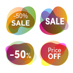 Sale stickers set. Discounts and price reduction badges collection. Colofrul flat icons isolated.
