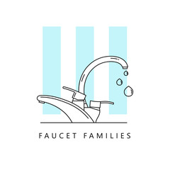 Faucet. Isolated icons in a modern line style. Plumbing equipment. Vector illustration.