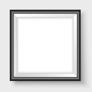 Picture frame on the wall black bold square realistic vector