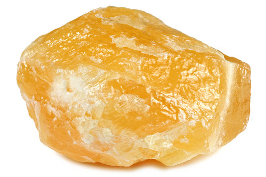 orange calcite from Mexico isolated on white background
