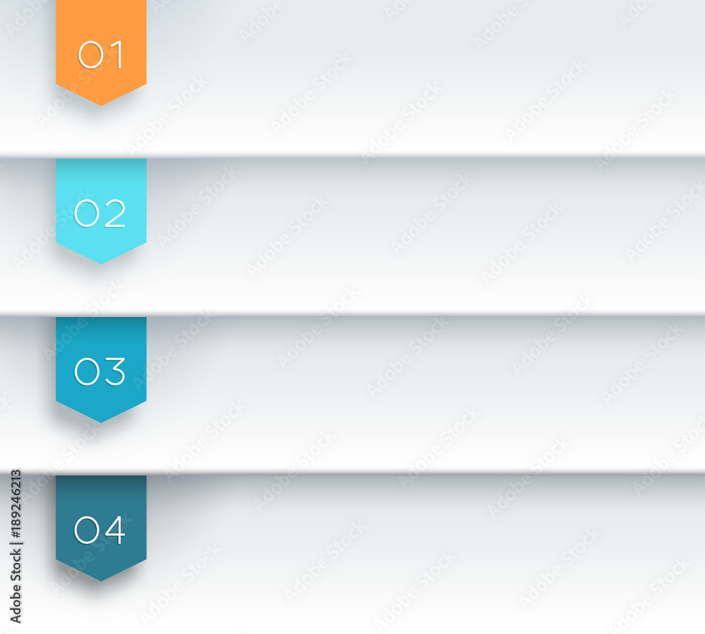 Poster vector 3d white text banner flags number 1 to 4