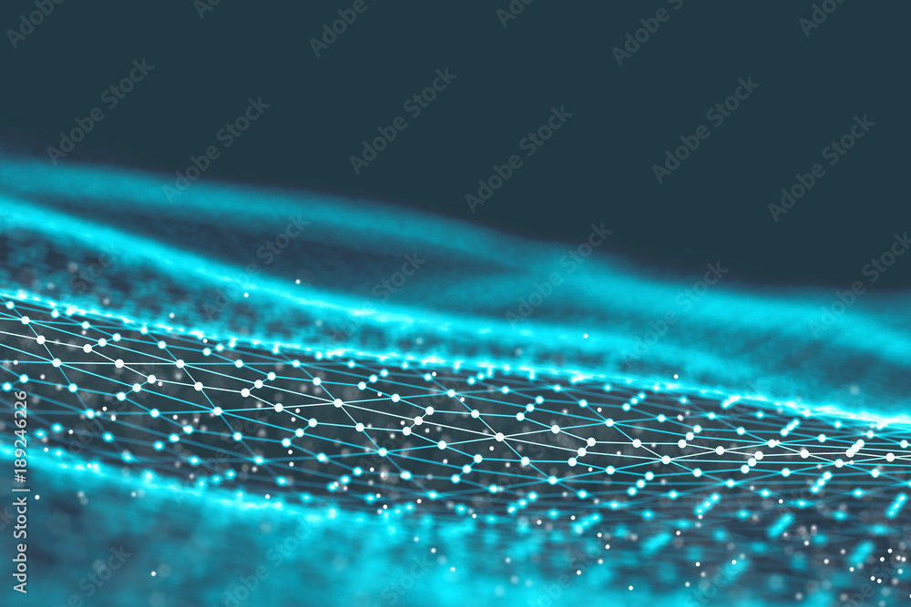 Poster background 3d grid.cyber technology ai tech wire network futuristic wireframe. artificial intelligen
