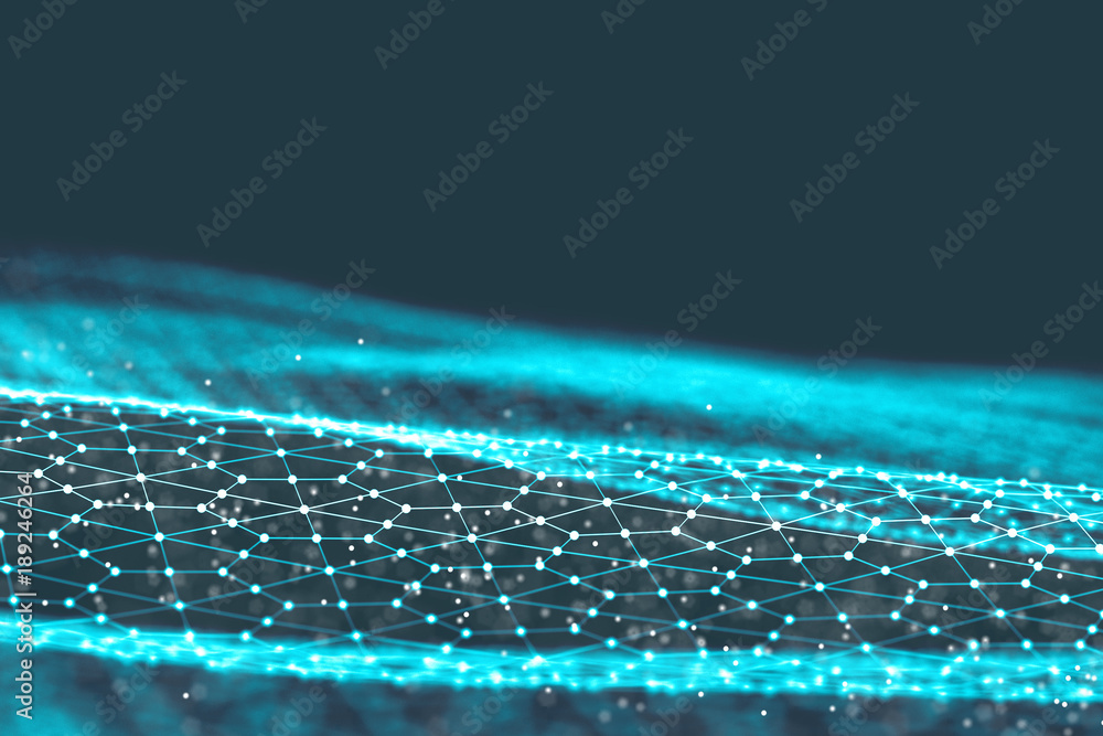 Poster background 3d grid.cyber technology ai tech wire network futuristic wireframe. artificial intelligen