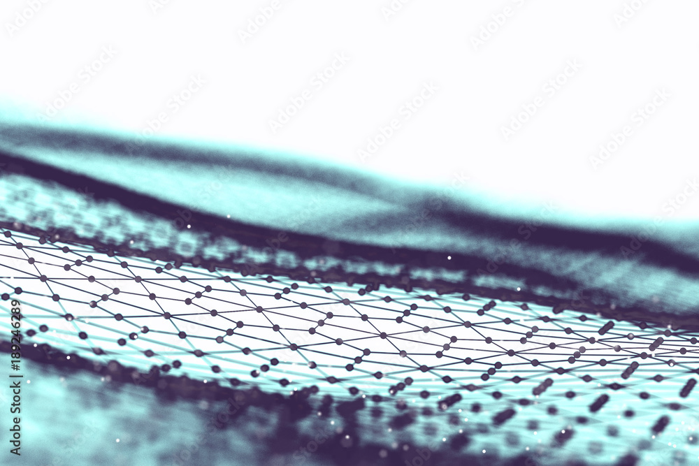 Poster big data visualization. background 3d .big data connection background. cyber technology ai tech wire