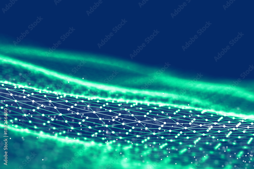 Poster background 3d grid.cyber technology ai tech wire network futuristic wireframe. artificial intelligen