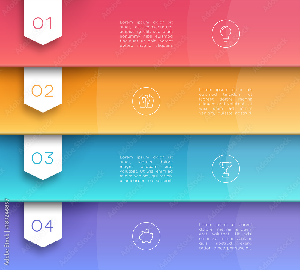 Poster vector 3d colorful text banner flags number 1 to 4