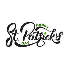 Saint Patrick's Day. Lettering St. Patrick's with clover symbol. St. Patricks Day card