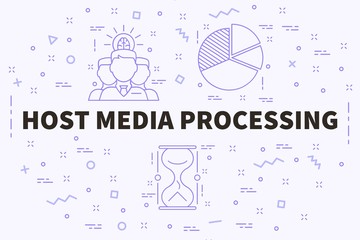 Conceptual business illustration with the words host media processing