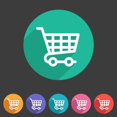 Shopping cart icon flat web sign symbol logo label