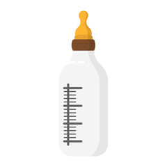 Glass baby milk bottle with teat