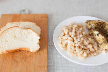 Fish pasta bread reality food
