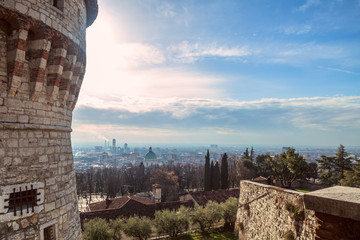 Obraz premium Panoramic view of the city of Brescia from the castle