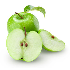green apple with leaf