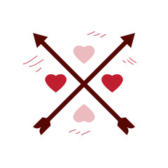 Pair of arrows and hearts