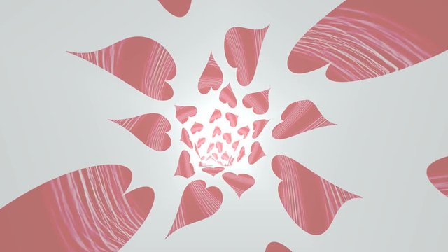 Lovely seamless red colored heart symbols motion on white background. 