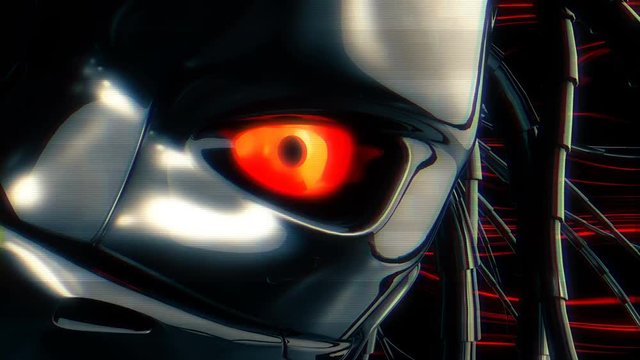 Cyborg Head VJ Loop - is a stunning sci-fi motion graphic animation featuring a close-up view of futuristic robot