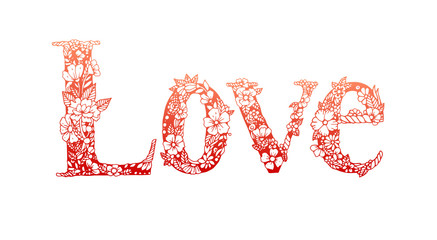 Love hand lettering and doodles elements background. Vector line art illustration Hand drawn design for you.