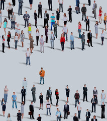 Two groups of business people. Isolated over white background